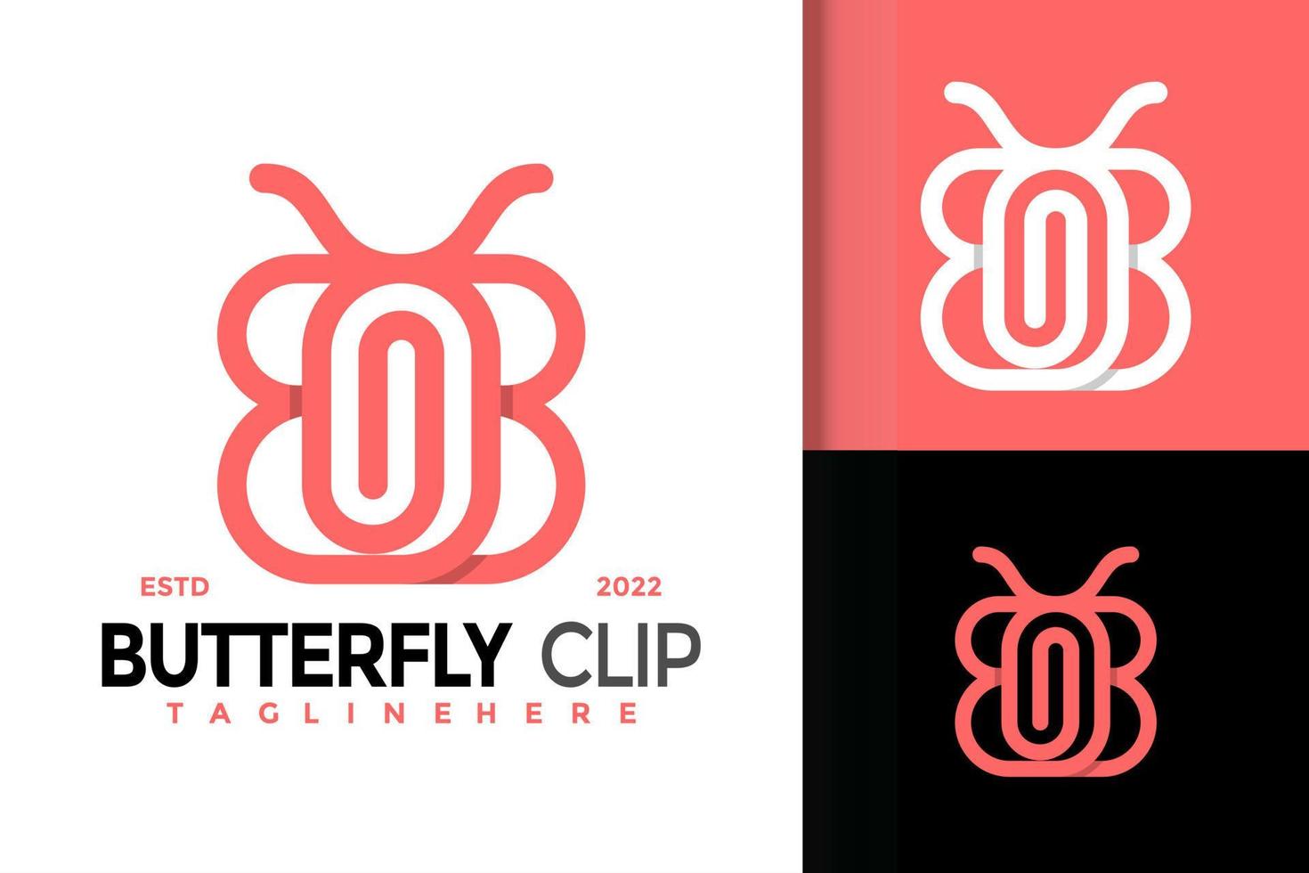 design de logotipo de clipe de papel borboleta, vetor de logotipos de identidade de marca, logotipo moderno, modelo de ilustração vetorial de designs de logotipo