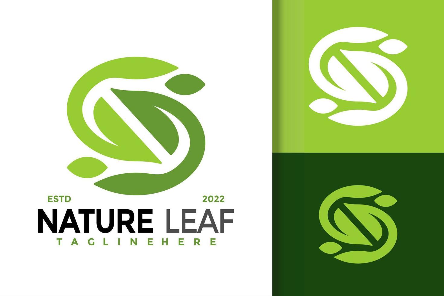 design de logotipo de folha de natureza de letra abstrata, vetor de logotipos de identidade de marca, logotipo moderno, modelo de ilustração vetorial de designs de logotipo