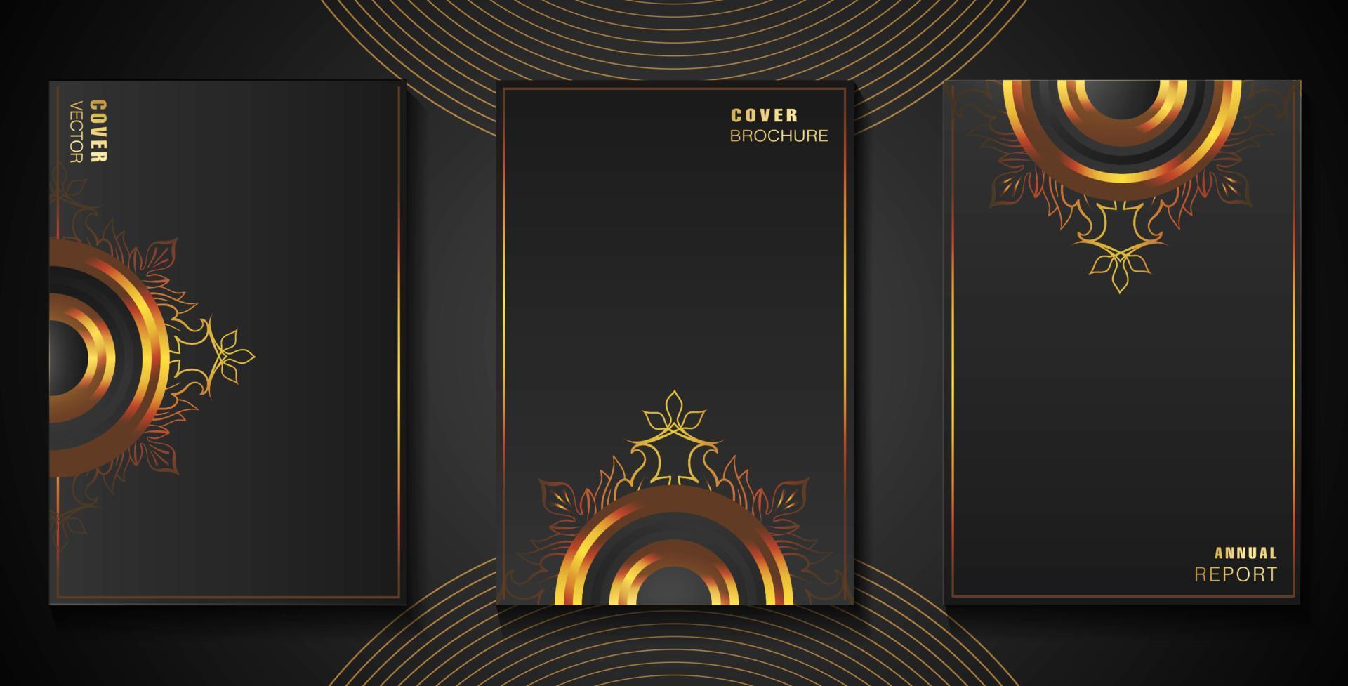 elegante design de capa abstrata preto e dourado perfeito para modelos de brochura da empresa vetor