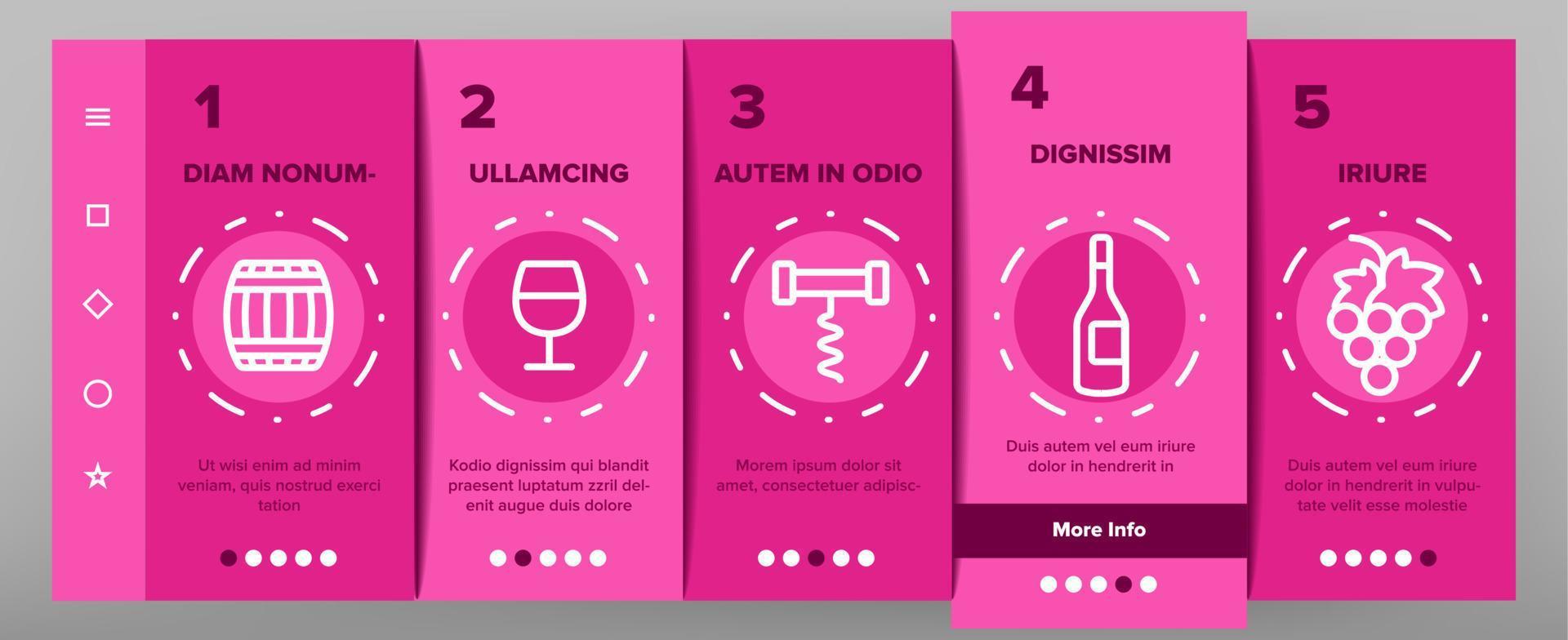 elementos de cor do produto de vinho vector onboarding