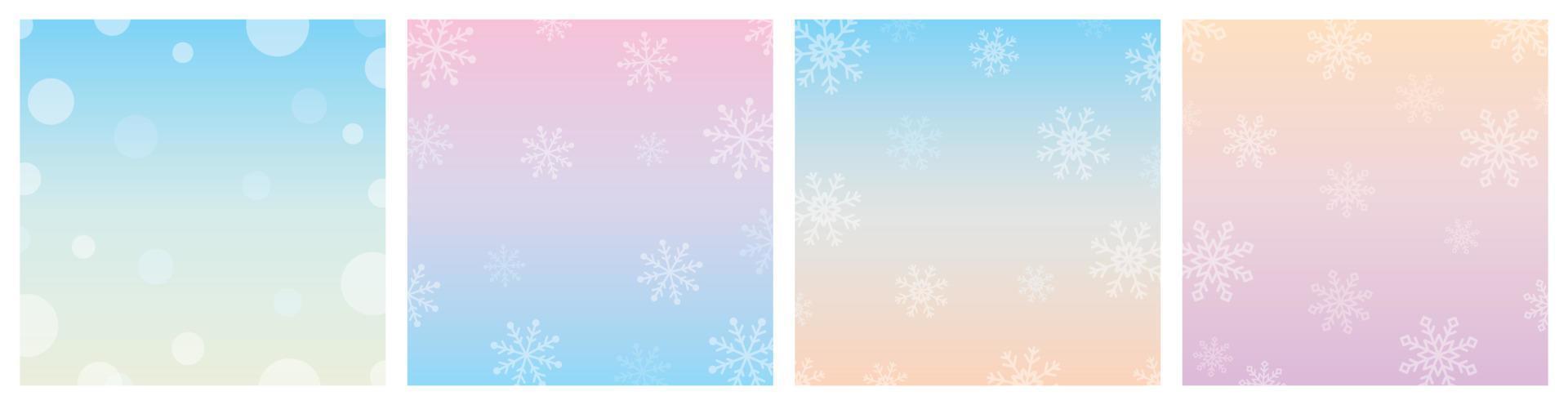 tom de cor de inverno gradiente pastel doce com vetor de ilustração de fundo quadrado de flocos de neve
