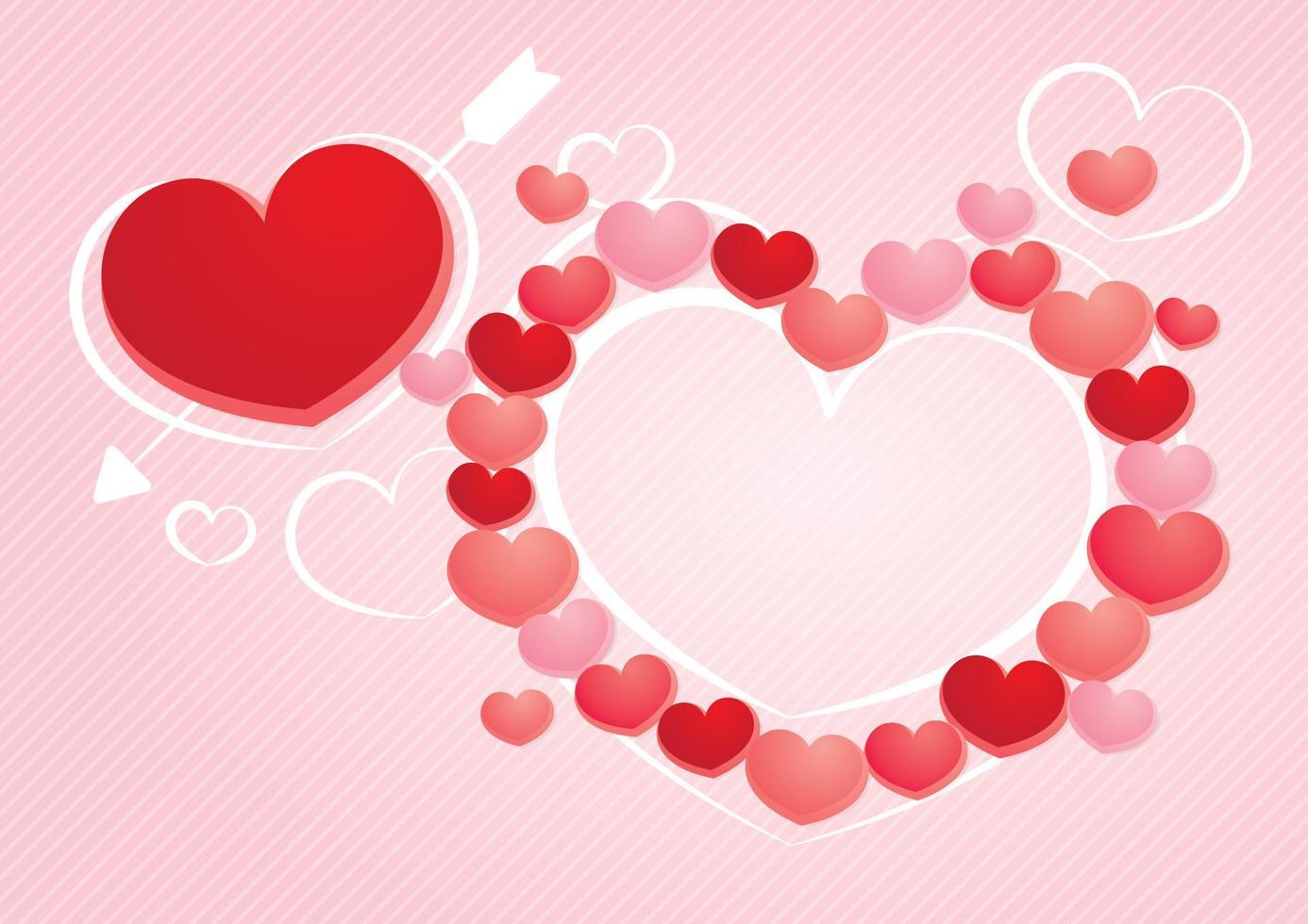 linda moldura de corações vermelhos e rosa para arte de dia dos namorados ou arte de casamento vetor