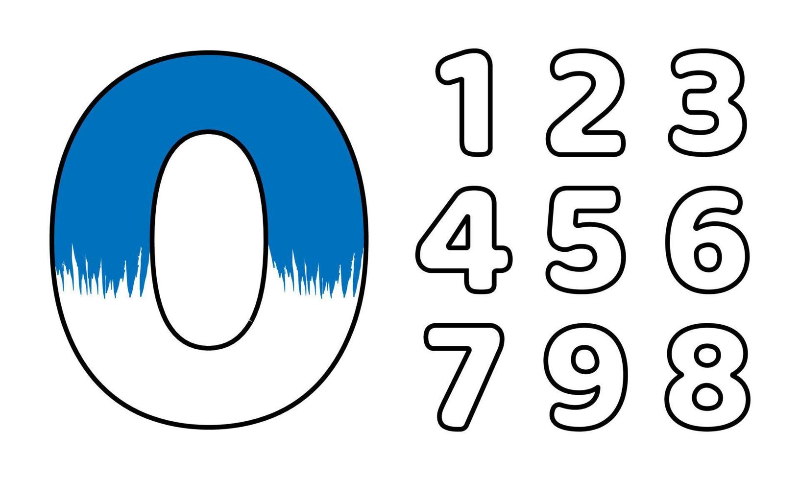 números para colorir para crianças de 0 a 9 vetor