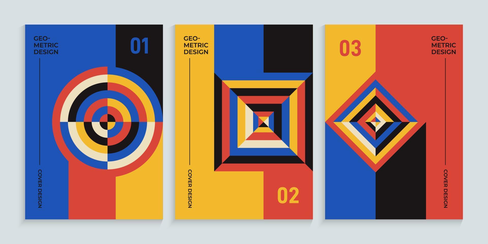 coleção de capas de livros bauhaus com formas primitivas retrô vetor