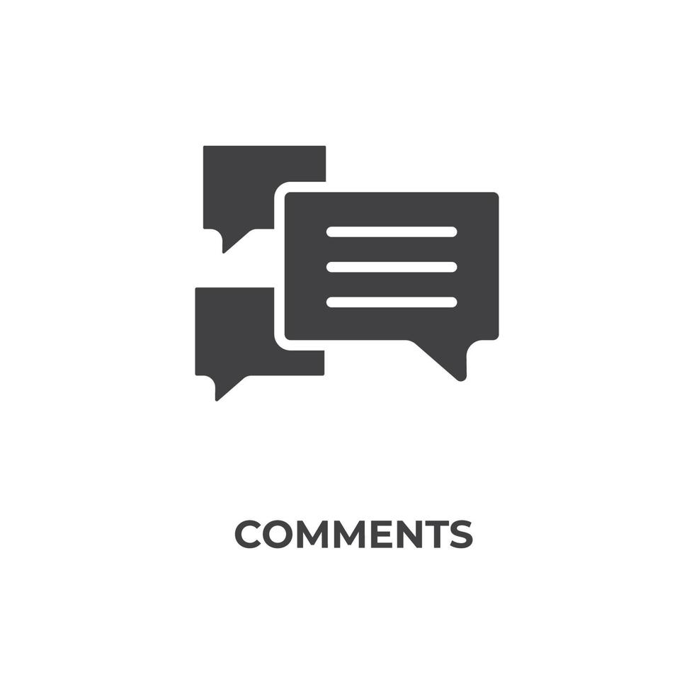 sinal de vetor de símbolo de comentários é isolado em um fundo branco. cor do ícone editável.