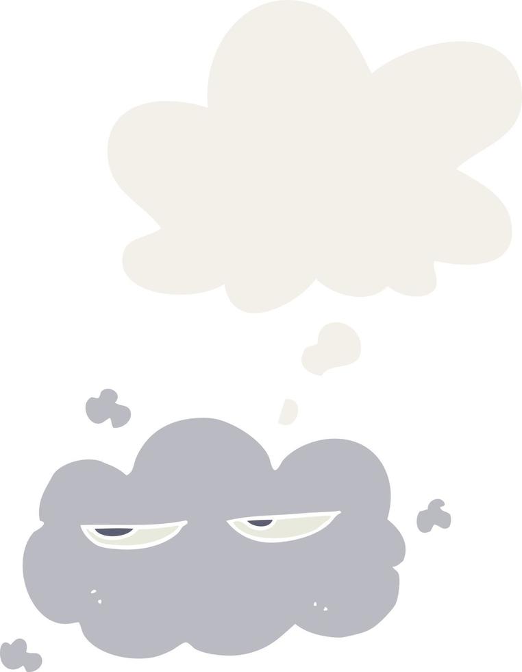 nuvem de desenho animado bonito e balão de pensamento em estilo retrô vetor