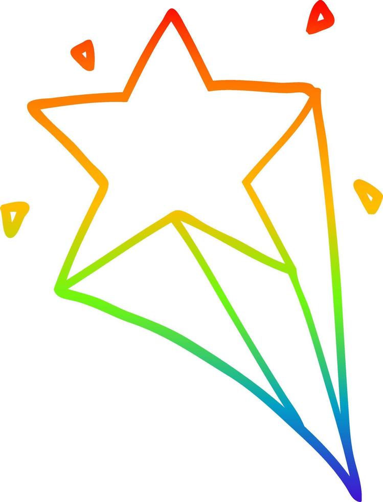 estrela de desenho de desenho de linha de gradiente de arco-íris vetor