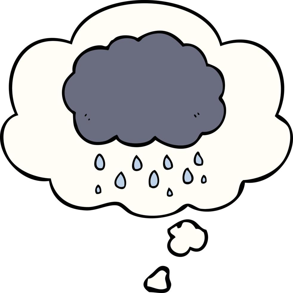 nuvem de desenho animado chovendo e balão de pensamento vetor