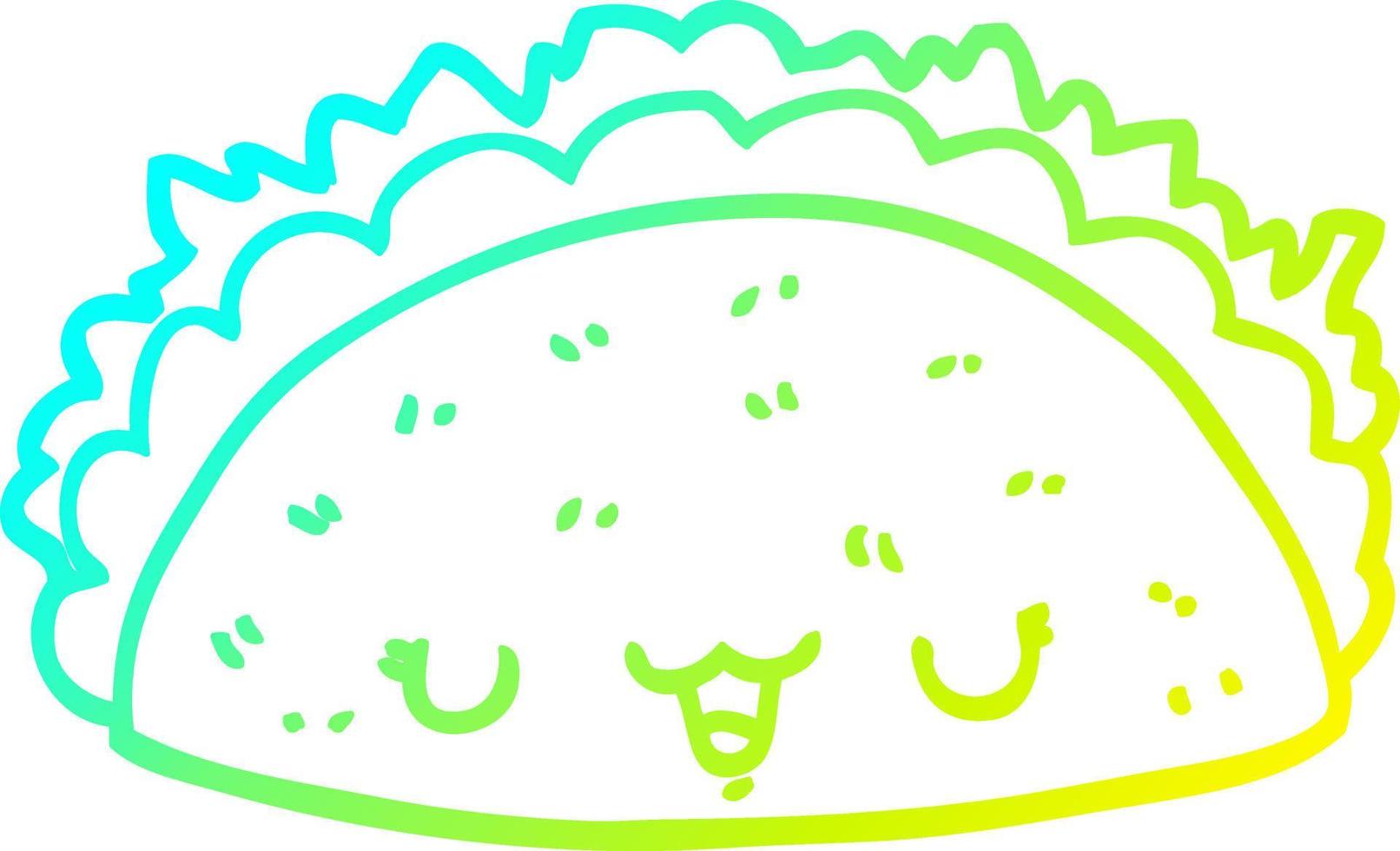 taco de desenho de desenho de linha de gradiente frio vetor