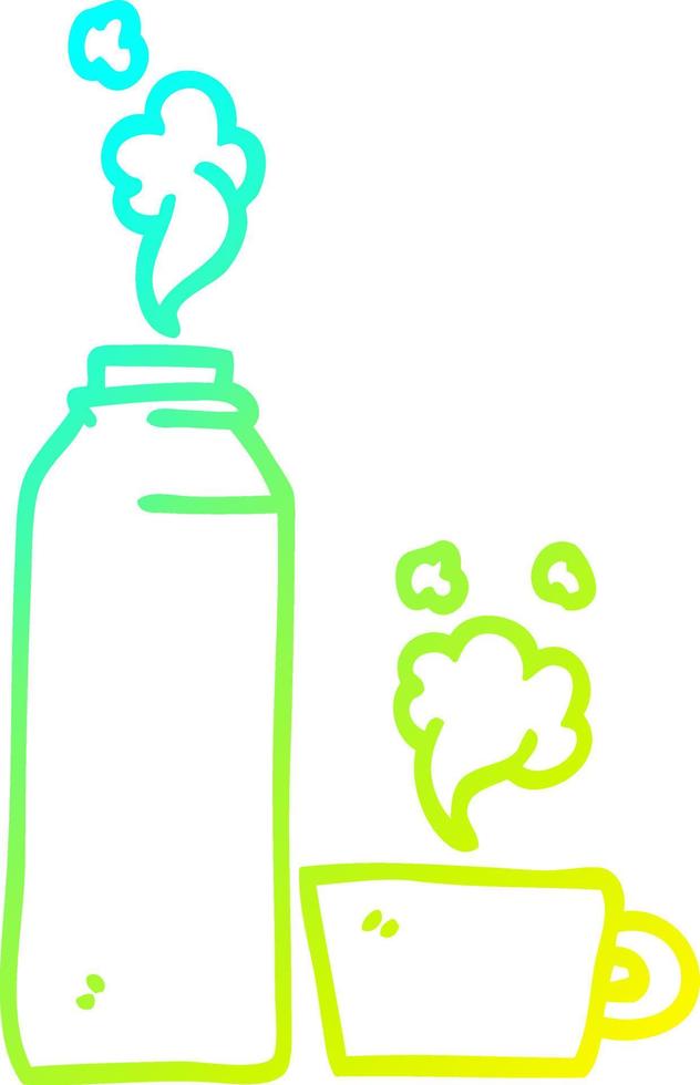 garrafa de bebidas quentes de desenho de desenho de linha de gradiente frio vetor
