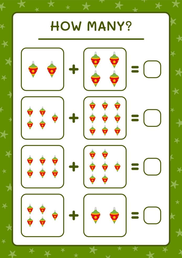 quantos enfeites de natal, jogo para crianças. ilustração vetorial, planilha para impressão vetor