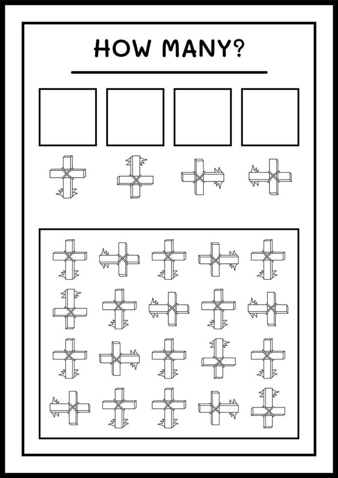 quantos santa cruz, jogo para crianças. ilustração vetorial, planilha para impressão vetor