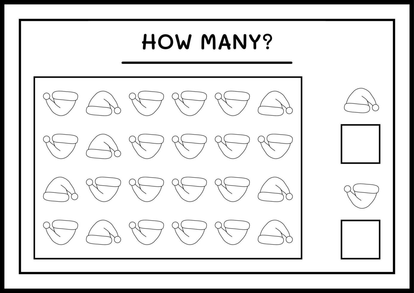 quantos chapéu de papai noel, jogo para crianças. ilustração vetorial, planilha para impressão vetor