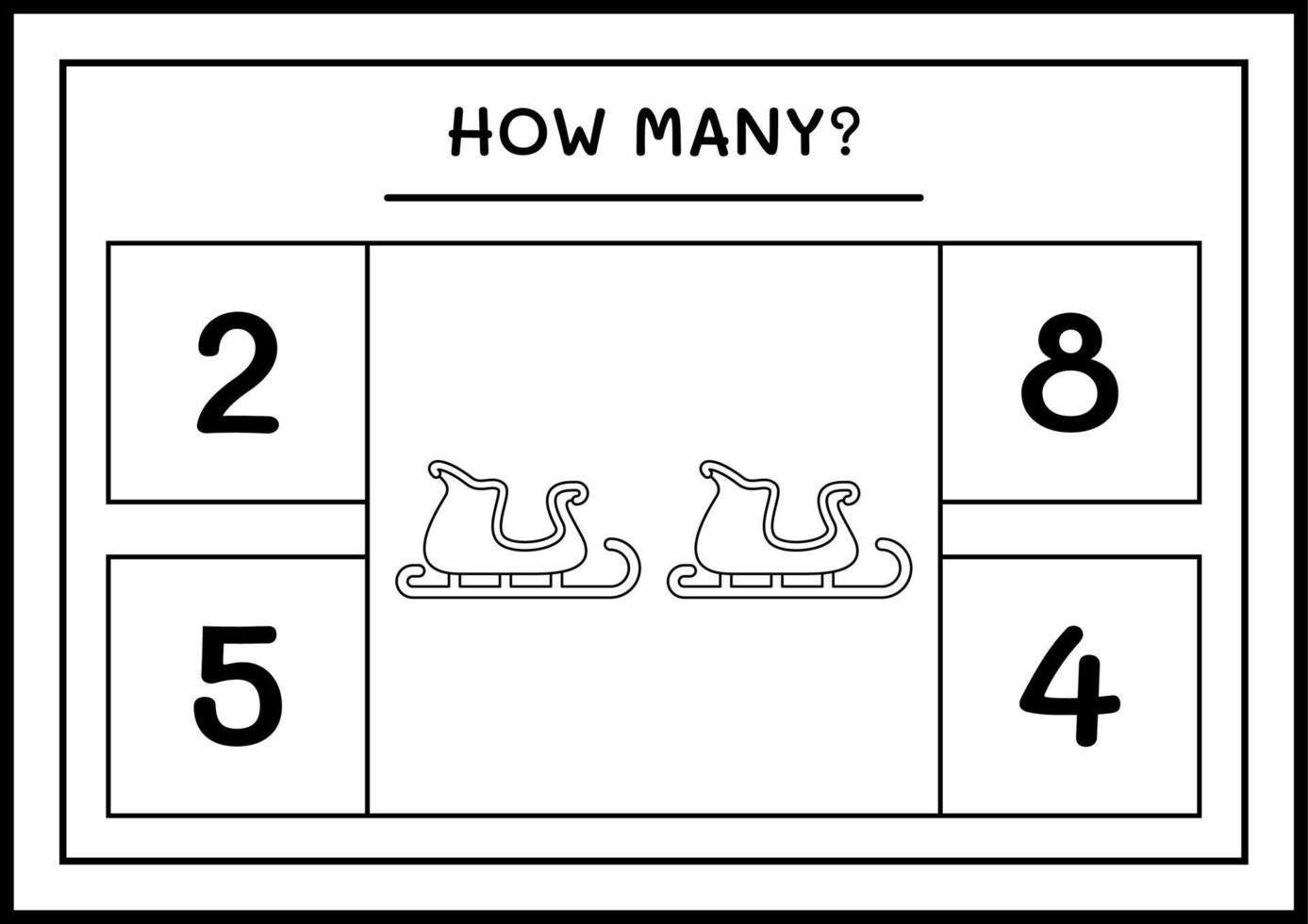 quantos trenó de papai noel, jogo para crianças. ilustração vetorial, planilha para impressão vetor