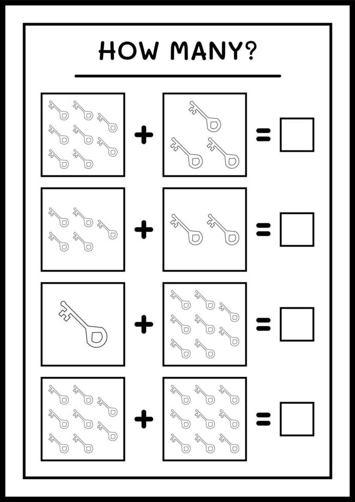 quantas chaves, jogo para crianças. ilustração vetorial, planilha para impressão vetor