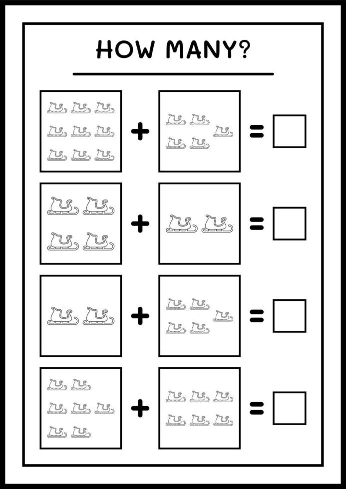 quantos trenó de papai noel, jogo para crianças. ilustração vetorial, planilha para impressão vetor