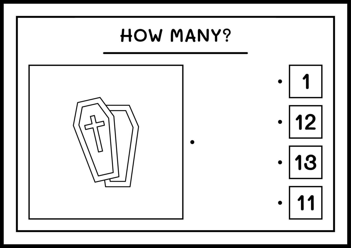 quantos caixão, jogo para crianças. ilustração vetorial, planilha para impressão vetor