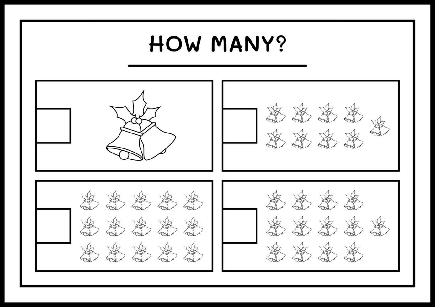 quantos sino de natal, jogo para crianças. ilustração vetorial, planilha para impressão vetor