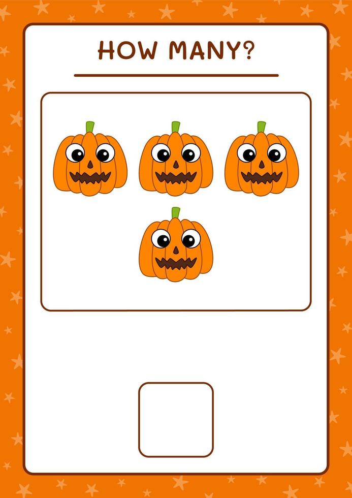 quantas abóboras, jogo para crianças. ilustração vetorial, planilha para impressão vetor