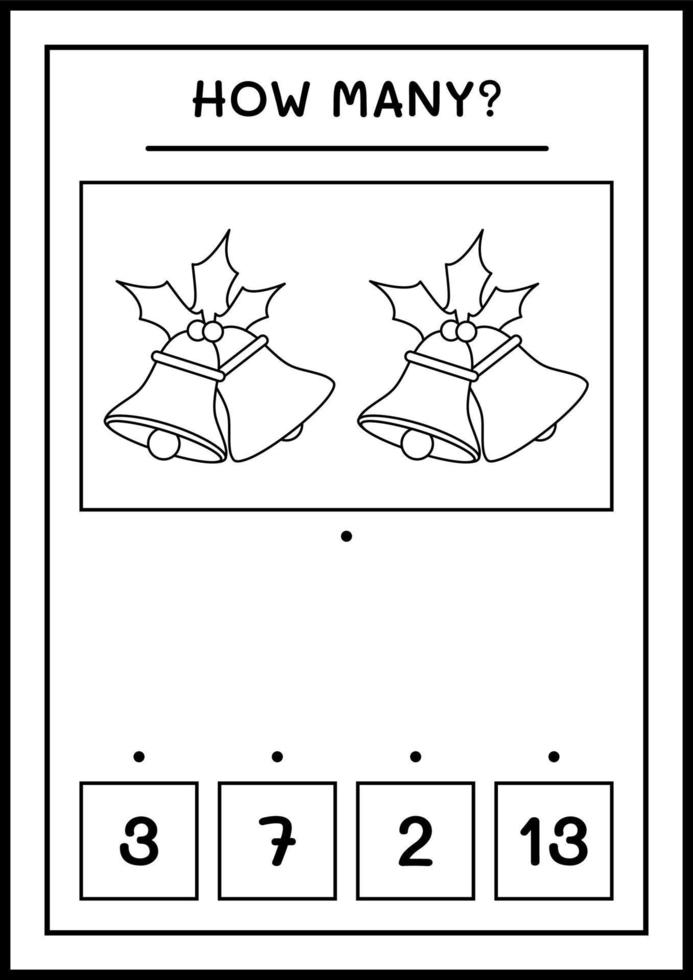 quantos sino de natal, jogo para crianças. ilustração vetorial, planilha para impressão vetor