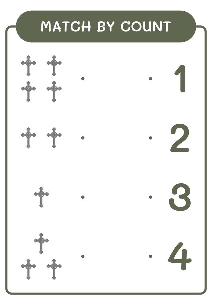 jogo por contagem de cruz cristã, jogo para crianças. ilustração vetorial, planilha para impressão vetor