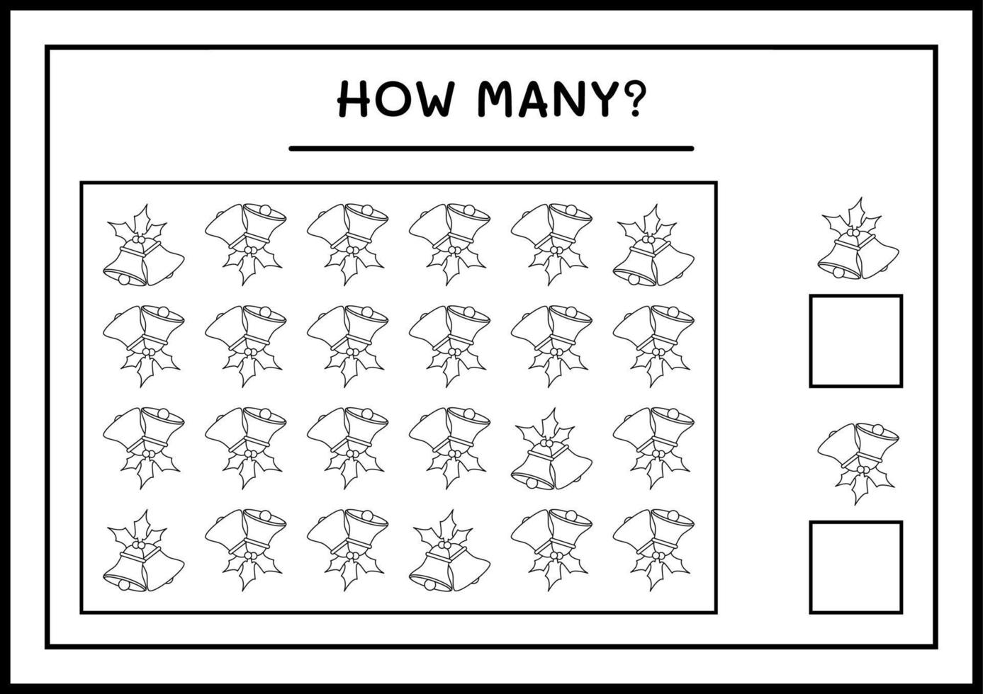 quantos sino de natal, jogo para crianças. ilustração vetorial, planilha para impressão vetor