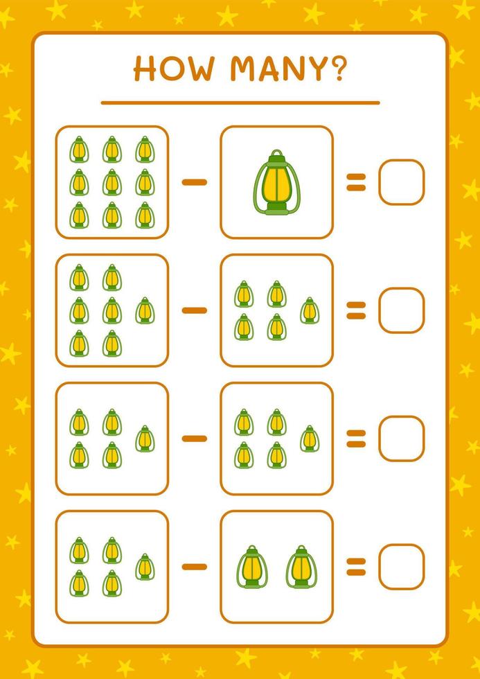 quantas lanterna de natal, jogo para crianças. ilustração vetorial, planilha para impressão vetor