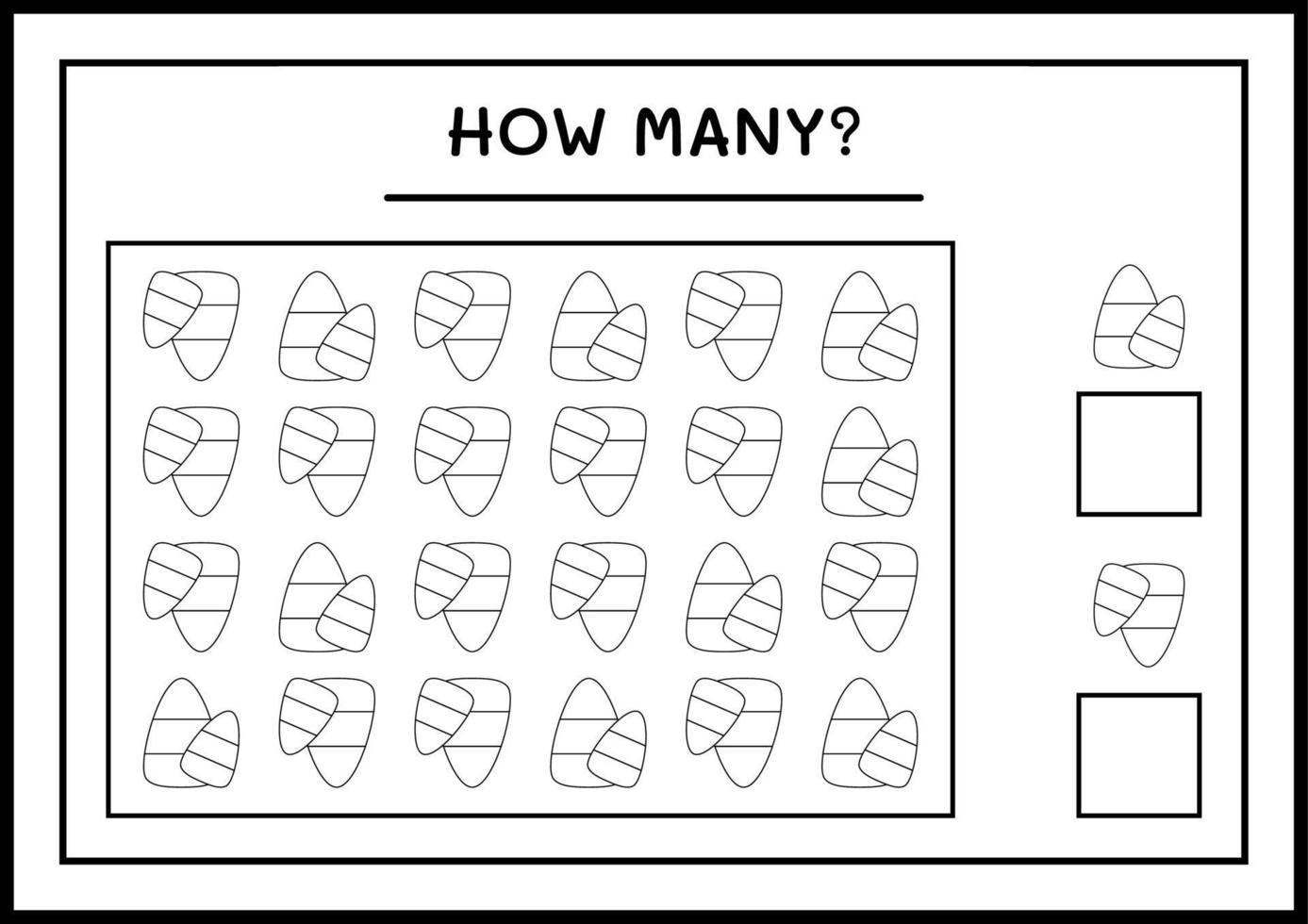 quantos doces, jogo para crianças. ilustração vetorial, planilha para impressão vetor