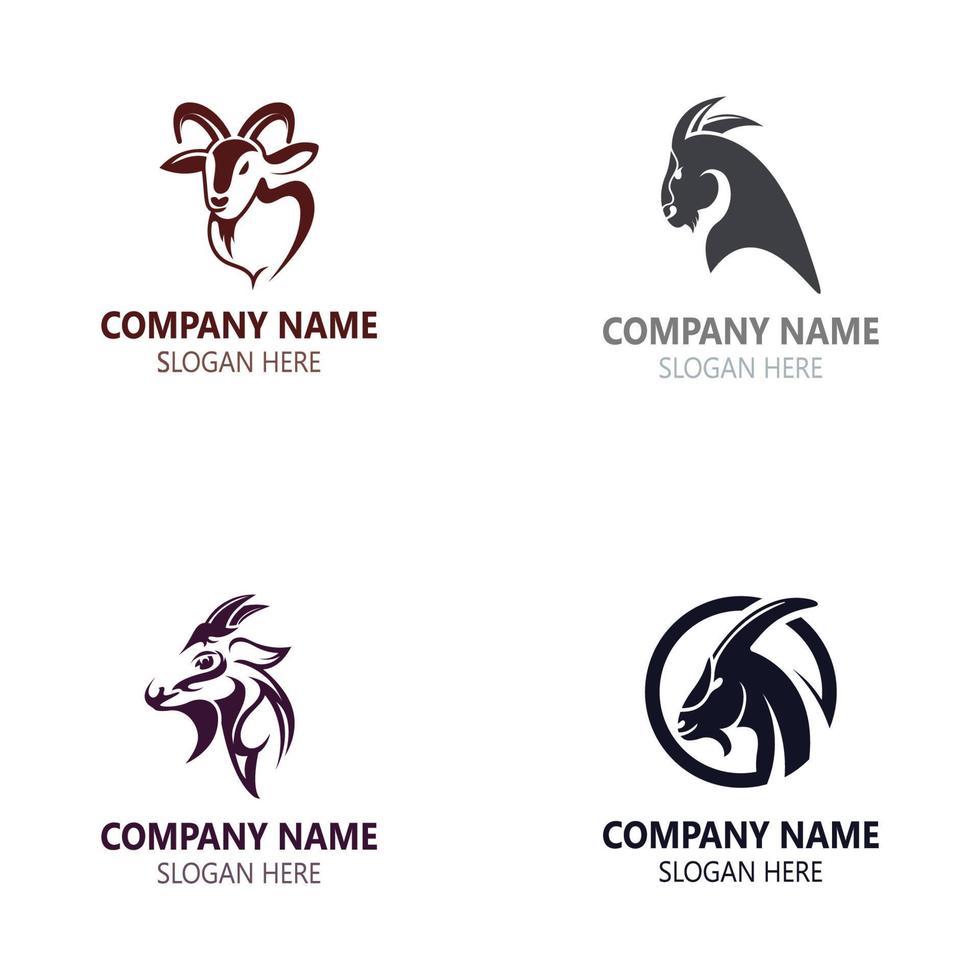 ilustração de modelo de design de cabeça de logotipo de animal de cabra vetor