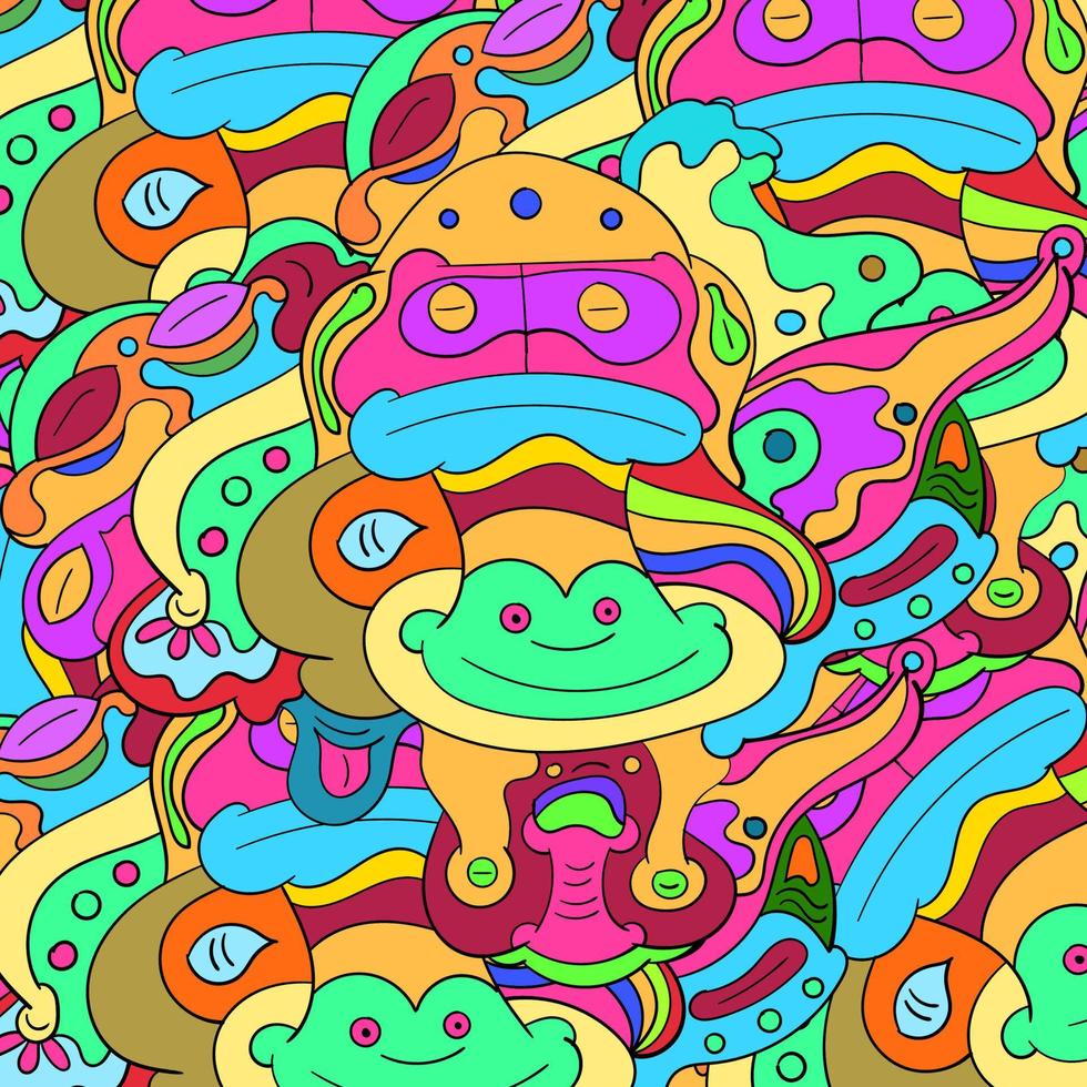 fundo de doodle abstrato desenhado à mão colorida vetor