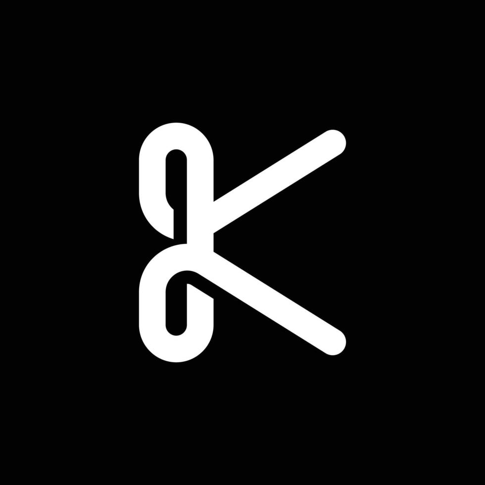 letra k moderna com design de logotipo de linha sobreposta vetor