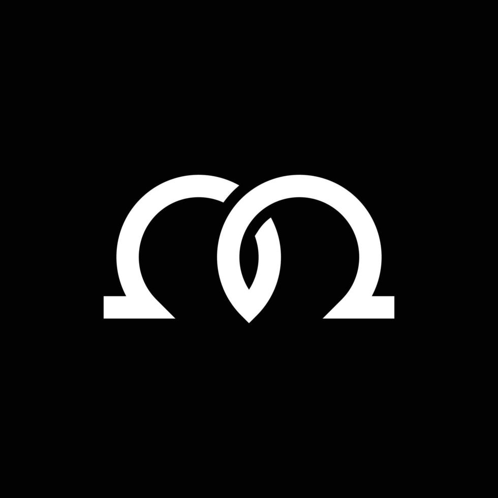 letra moderna m com design de logotipo de linha sobreposta vetor