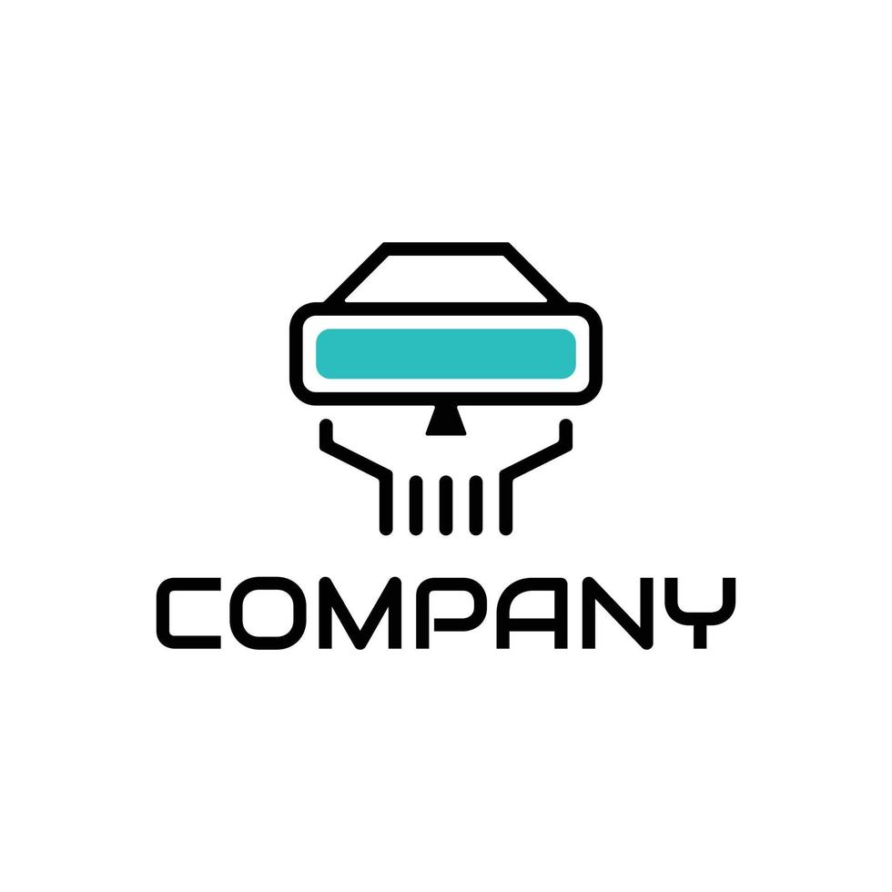 design de logotipo de caveira de realidade virtual vetor