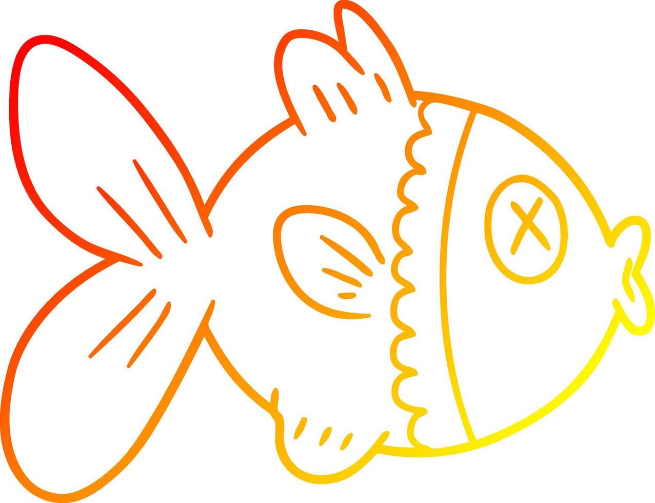 desenho de linha de gradiente quente peixinho dourado dos desenhos animados vetor