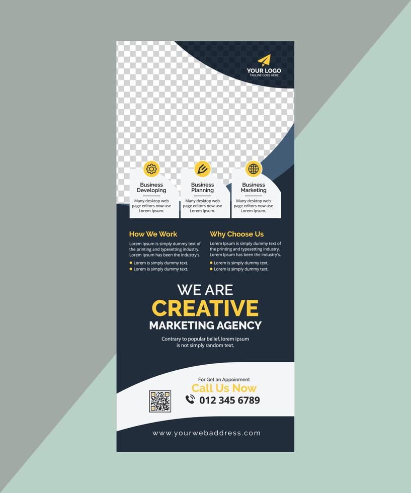 banner de rollup pronto para impressão de negócios criativos modernos ou banner x ou modelo de design de banner de suporte vetor