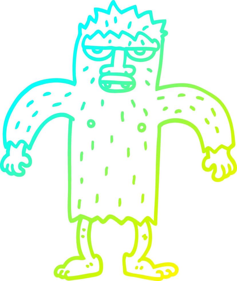 desenho de linha de gradiente frio monstro yeti dos desenhos animados vetor