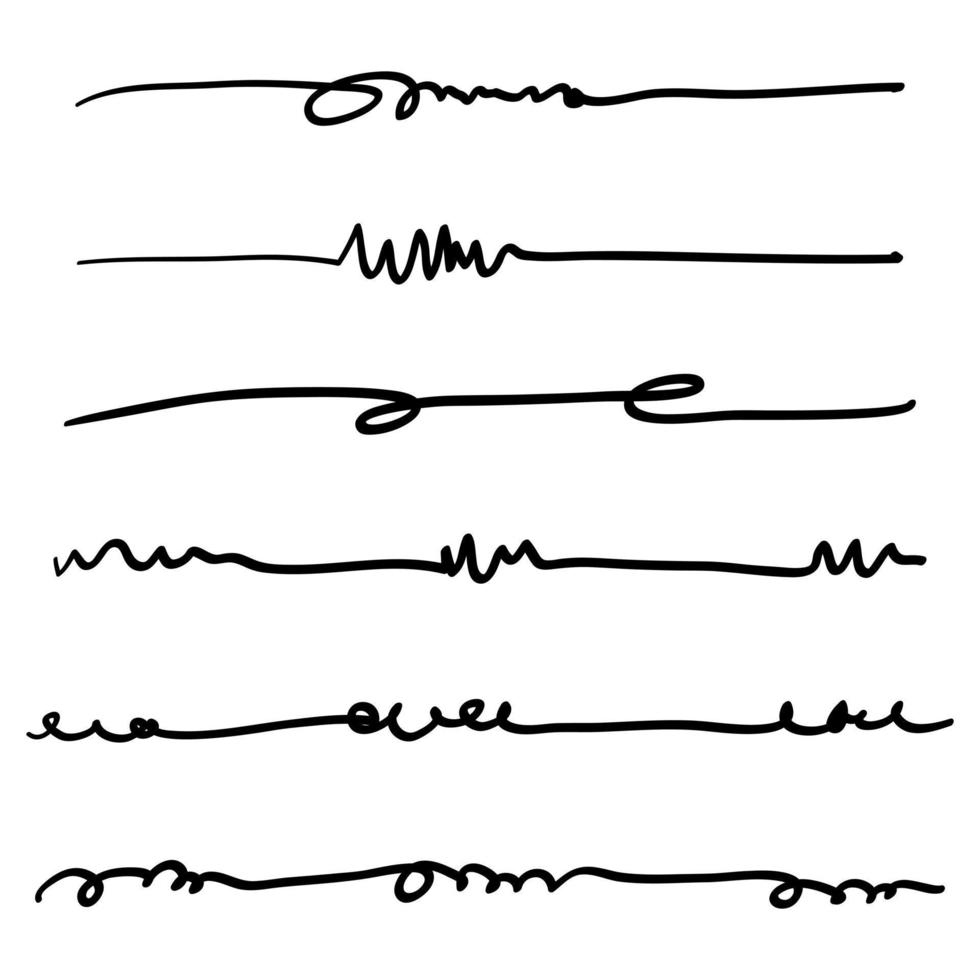 conjunto de linhas desenhadas à mão em preto e branco vetor
