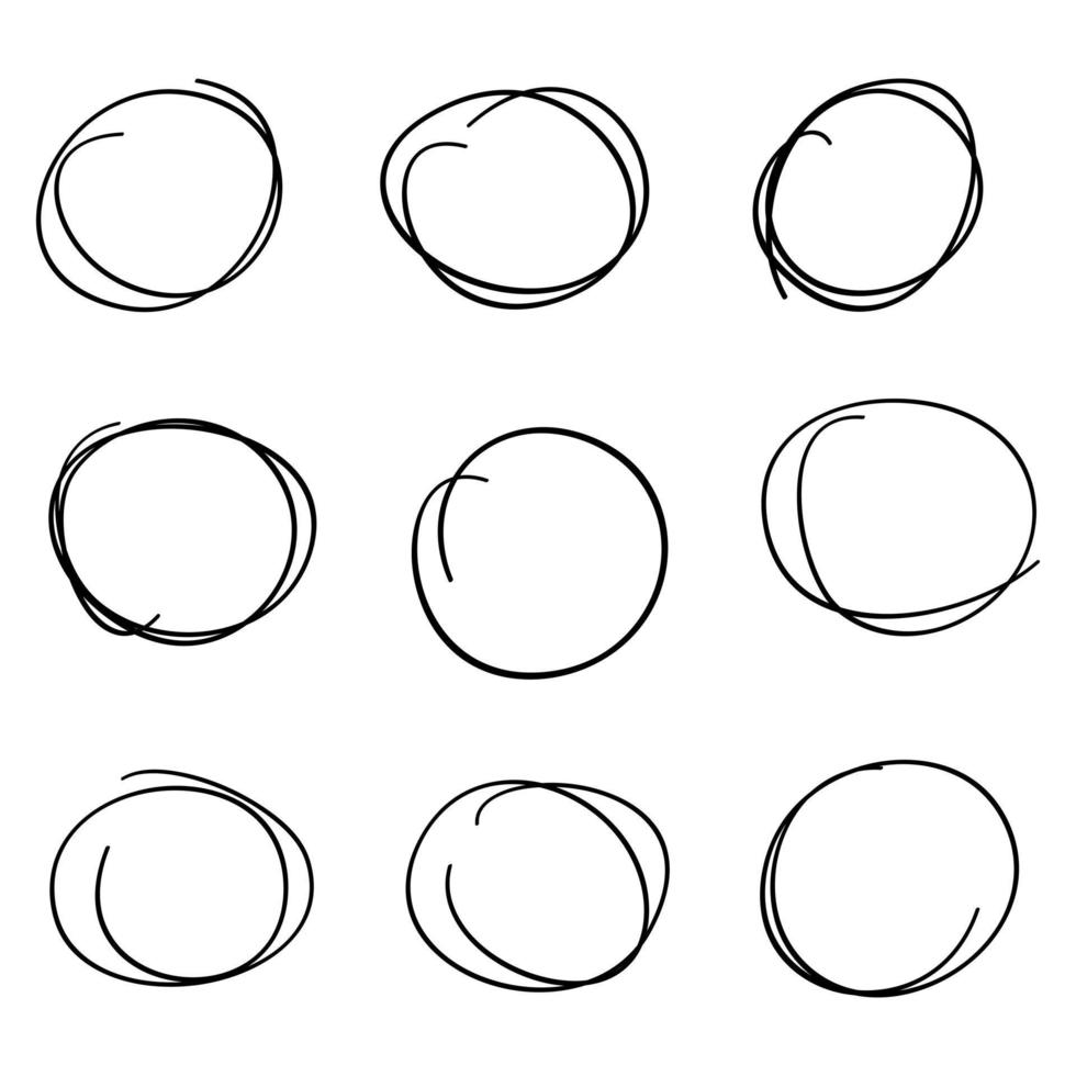 conjunto de marcador de círculo desenhado à mão vetor