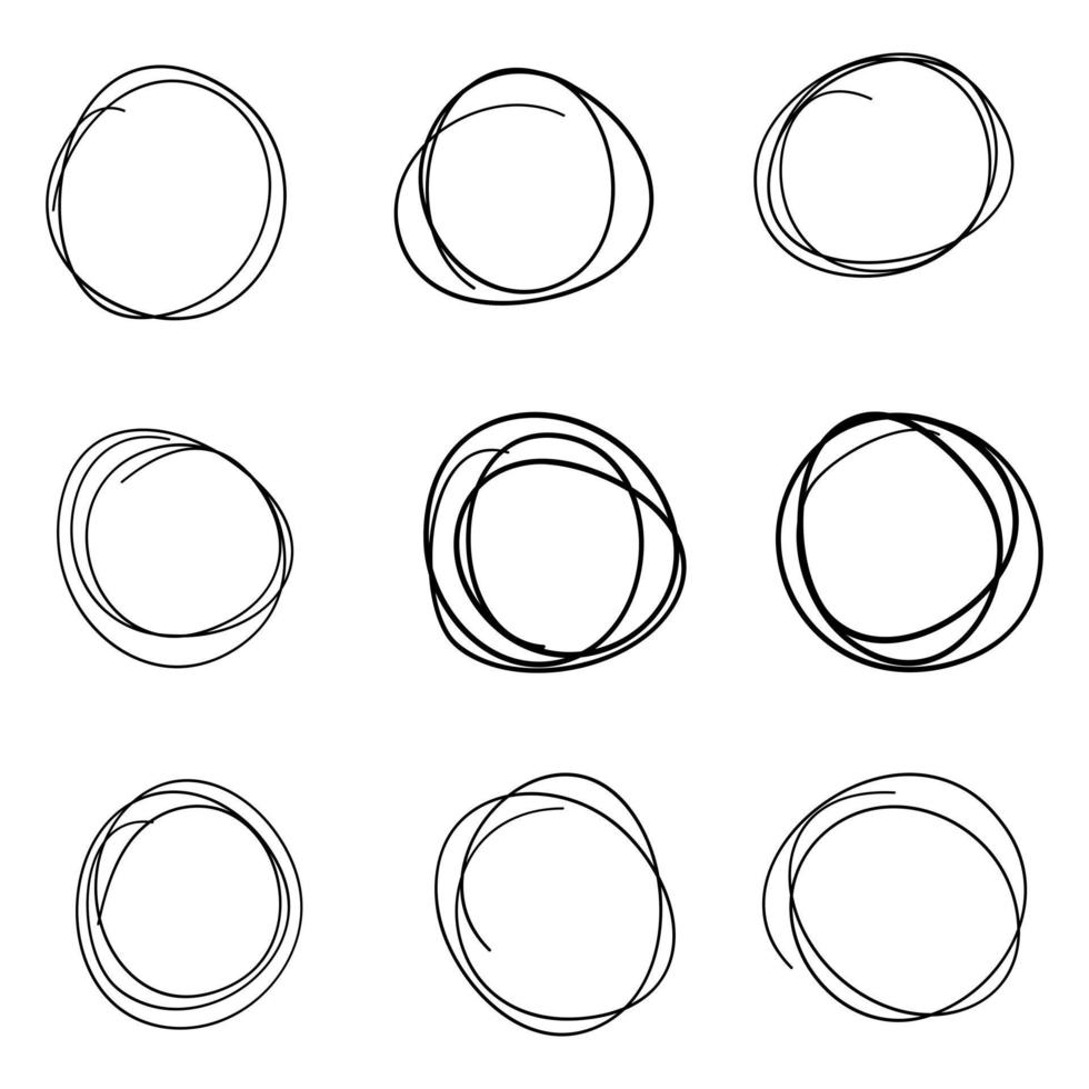 conjunto de marcador de círculo desenhado à mão vetor
