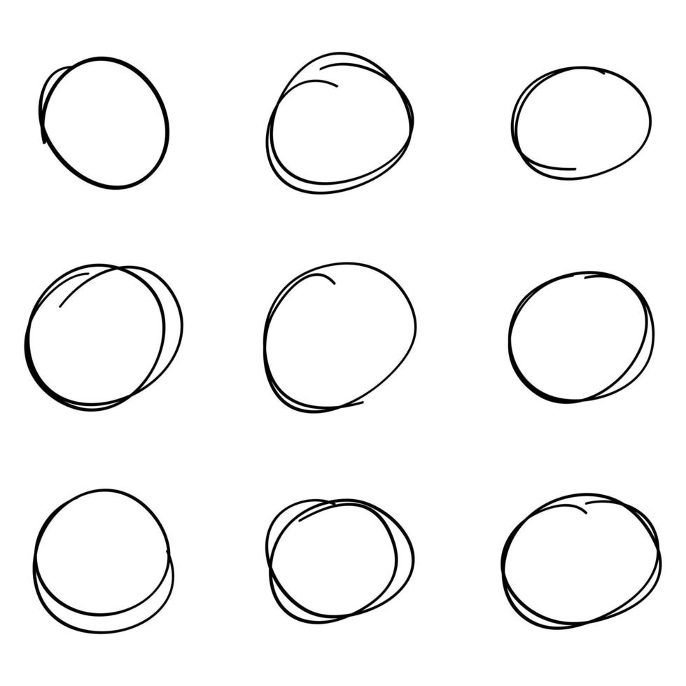 conjunto de marcador de círculo desenhado à mão vetor