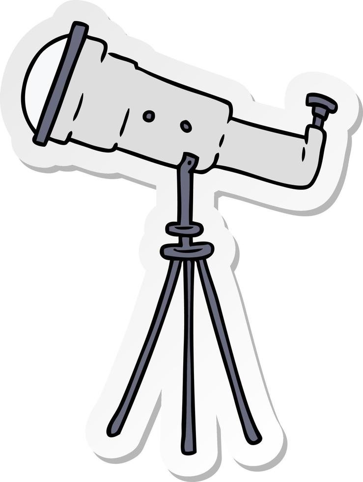 doodle de desenho de adesivo de um grande telescópio vetor