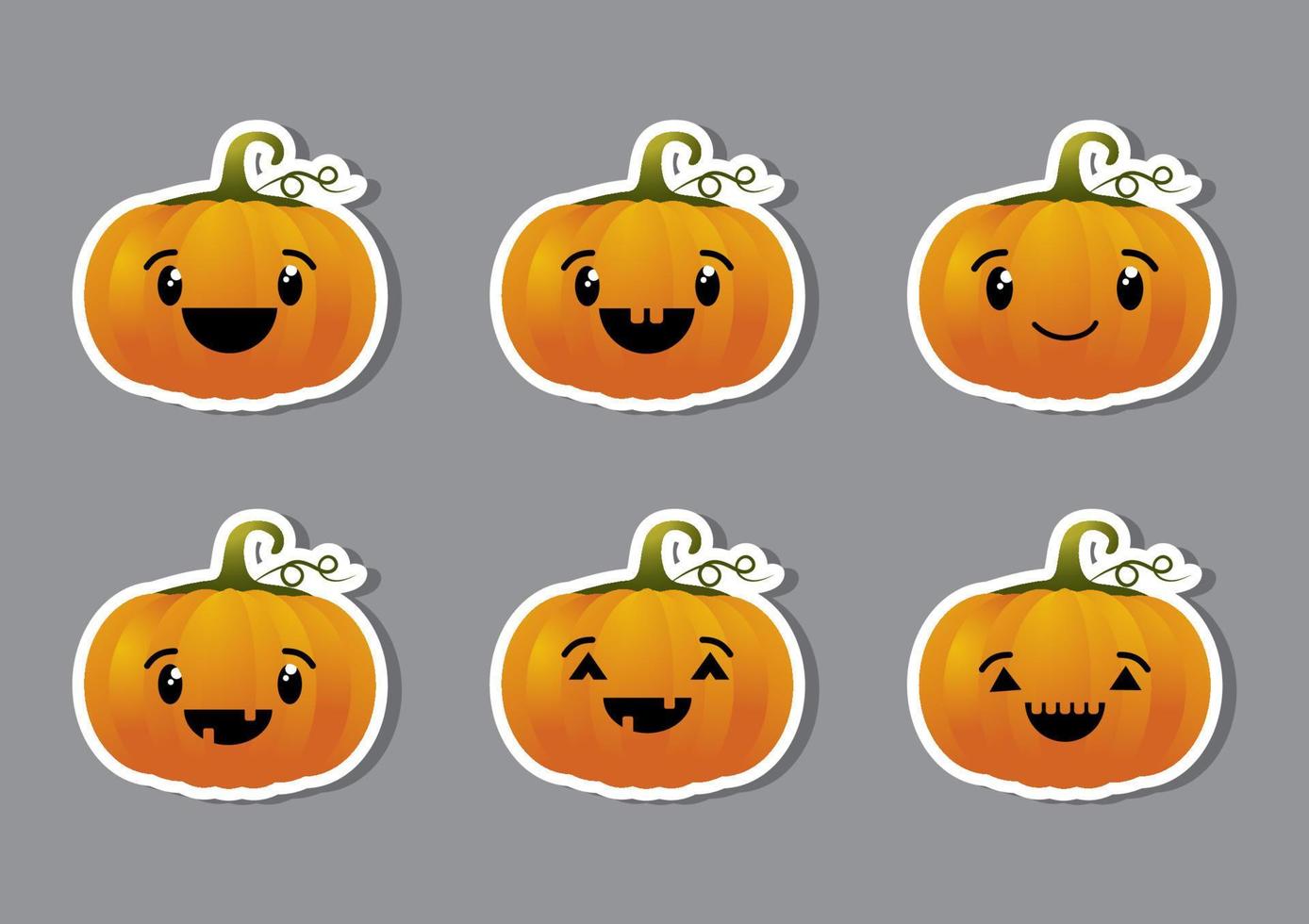 adesivos de abóboras de halloween com diferentes emoções vetor
