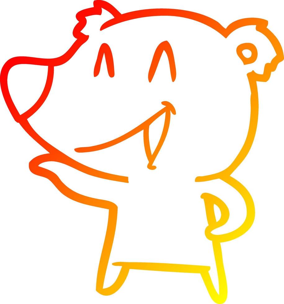 desenho de linha de gradiente quente desenho de urso rindo vetor