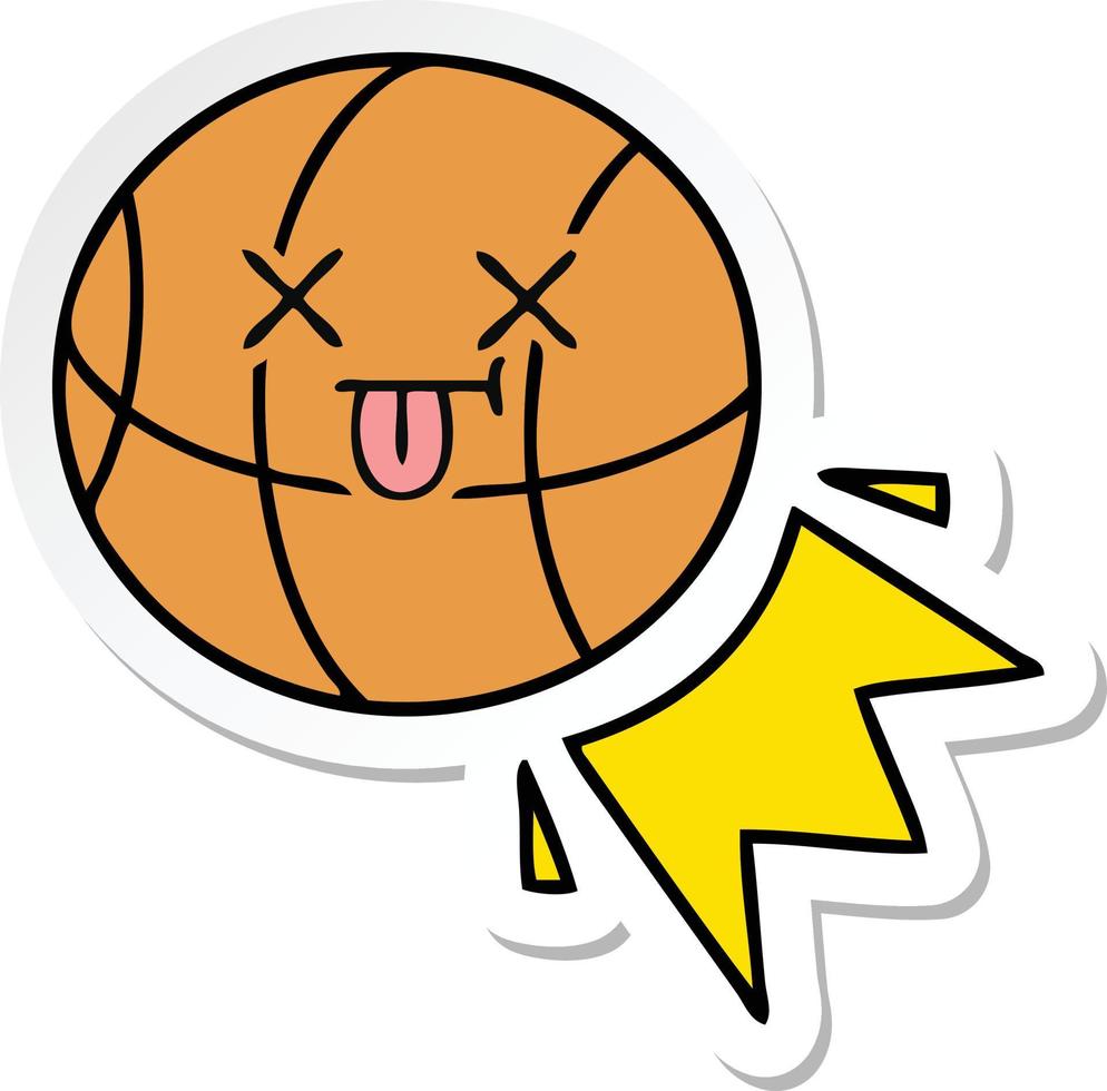 adesivo de um basquete bonito dos desenhos animados vetor