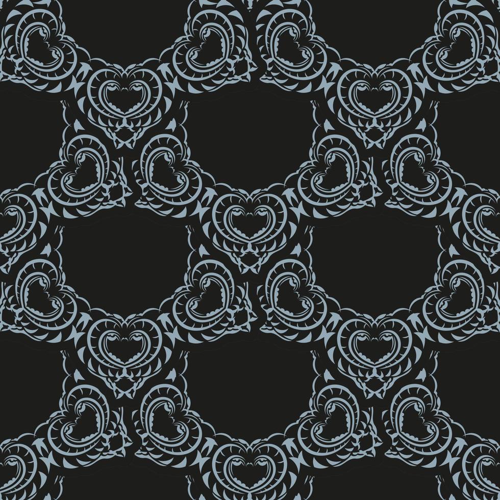 padrão sem emenda orvalhado escuro com ornamentos vintage azuis. elemento floral indiano. ornamento gráfico para papel de parede, tecido, embalagem, embrulho. vetor