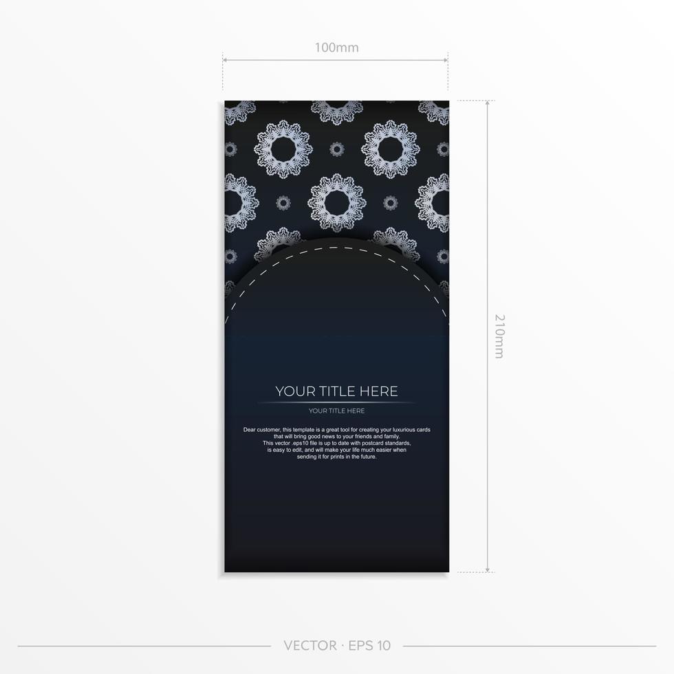 modelo de cartão postal azul escuro com ornamento abstrato branco. elementos vetoriais elegantes e clássicos prontos para impressão e tipografia. vetor