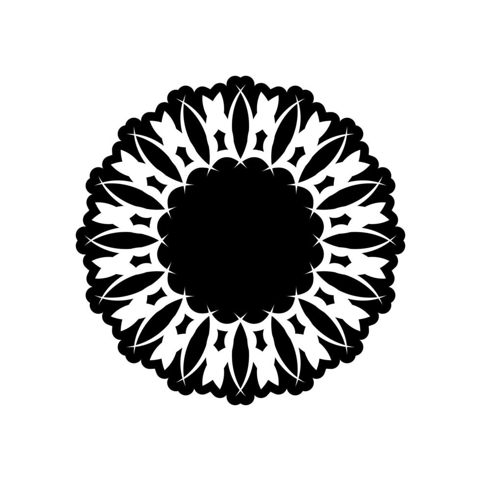 logotipo da mandala indiana. logotipo preto e branco. tecelagem de elementos de design. vetor de logotipos de ioga.