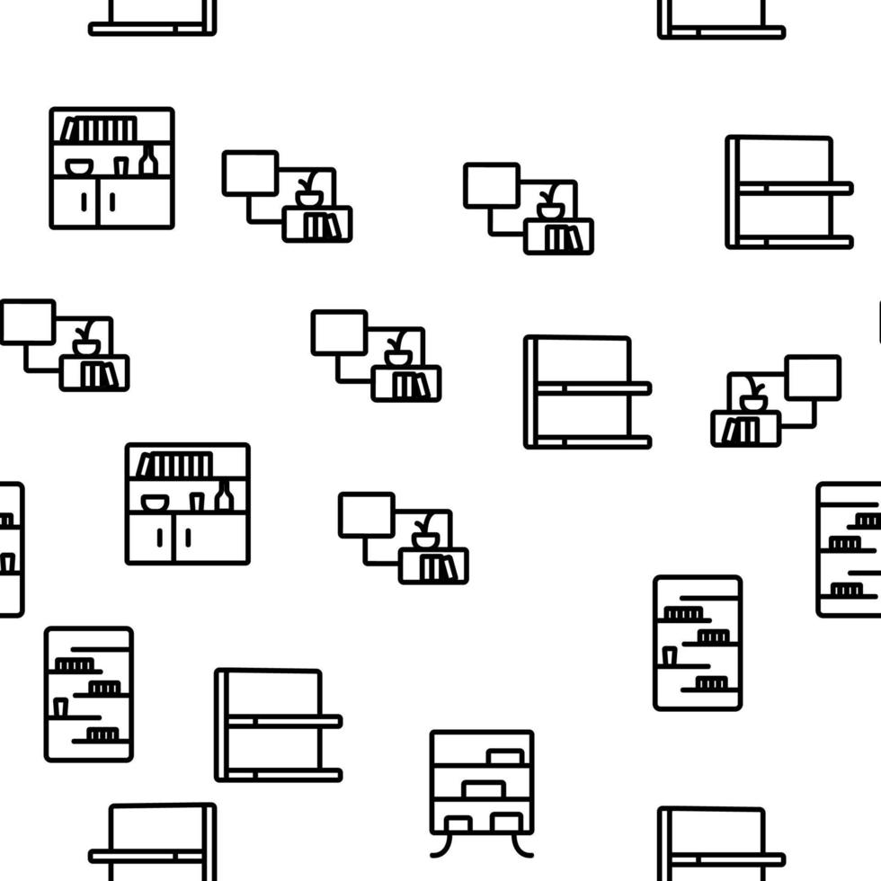 padrão sem emenda de vetor de móveis de sala de prateleira