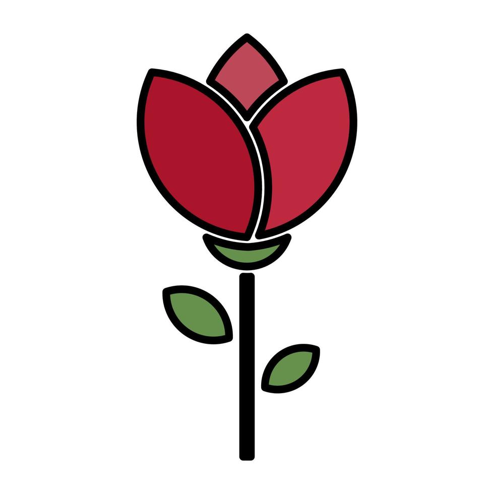 ilustração de ícone de tulipa vermelha. flor vermelha isolada no fundo branco. ilustração em vetor de tulipa. desenho de ilustração de tulipa.