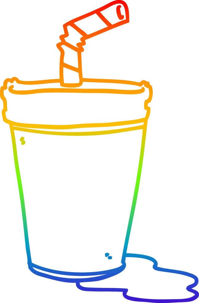 desenho de linha de gradiente de arco-íris copo de refrigerante de desenho animado vetor